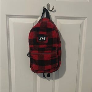Abercrombie & Fitch Red and Black Buffalo Check Backpack